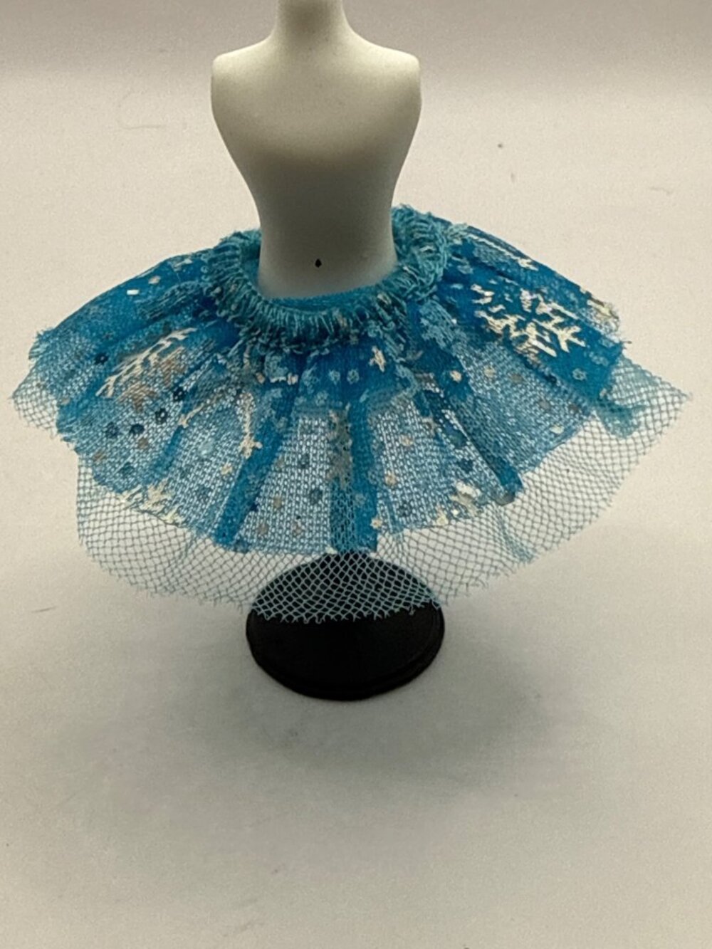 Mini Blue Snowflake Tulle Tutu Doll Skirt Ice Princess Wintercore Balletcore
